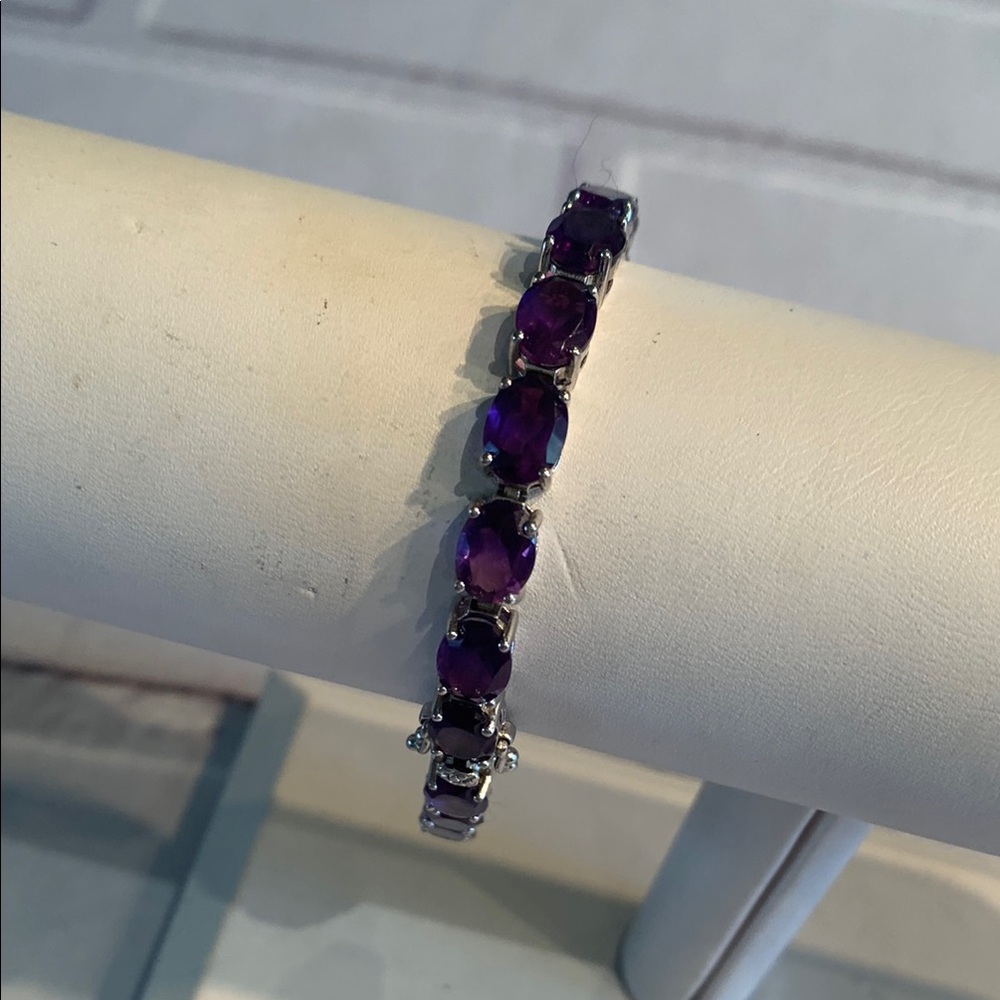 Purple Gemstone Sterling Silver Bracelet